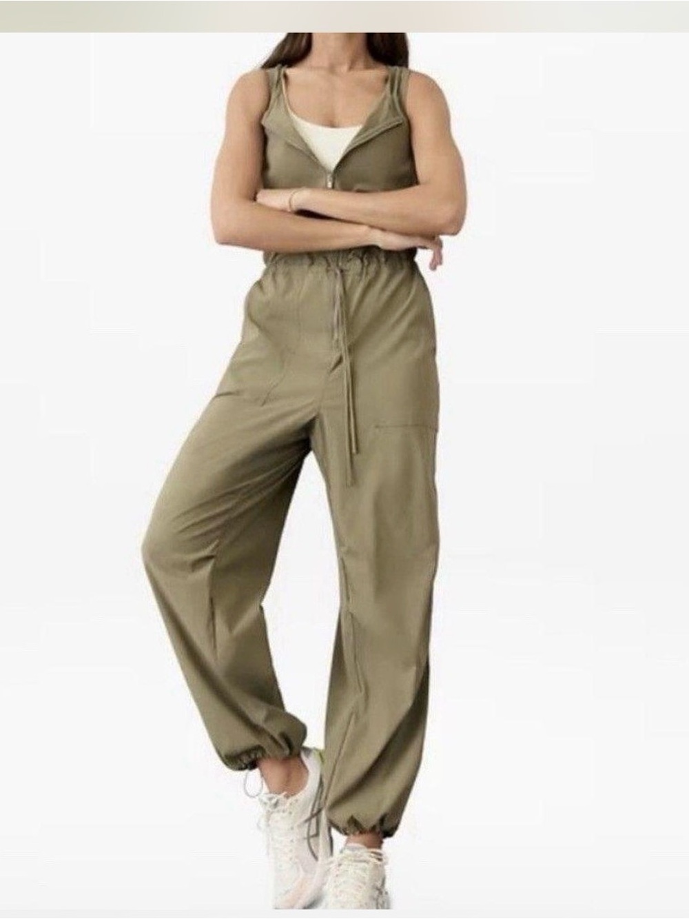 Athleta flex Women's Drawstring Utility Jumpsuit in Olive